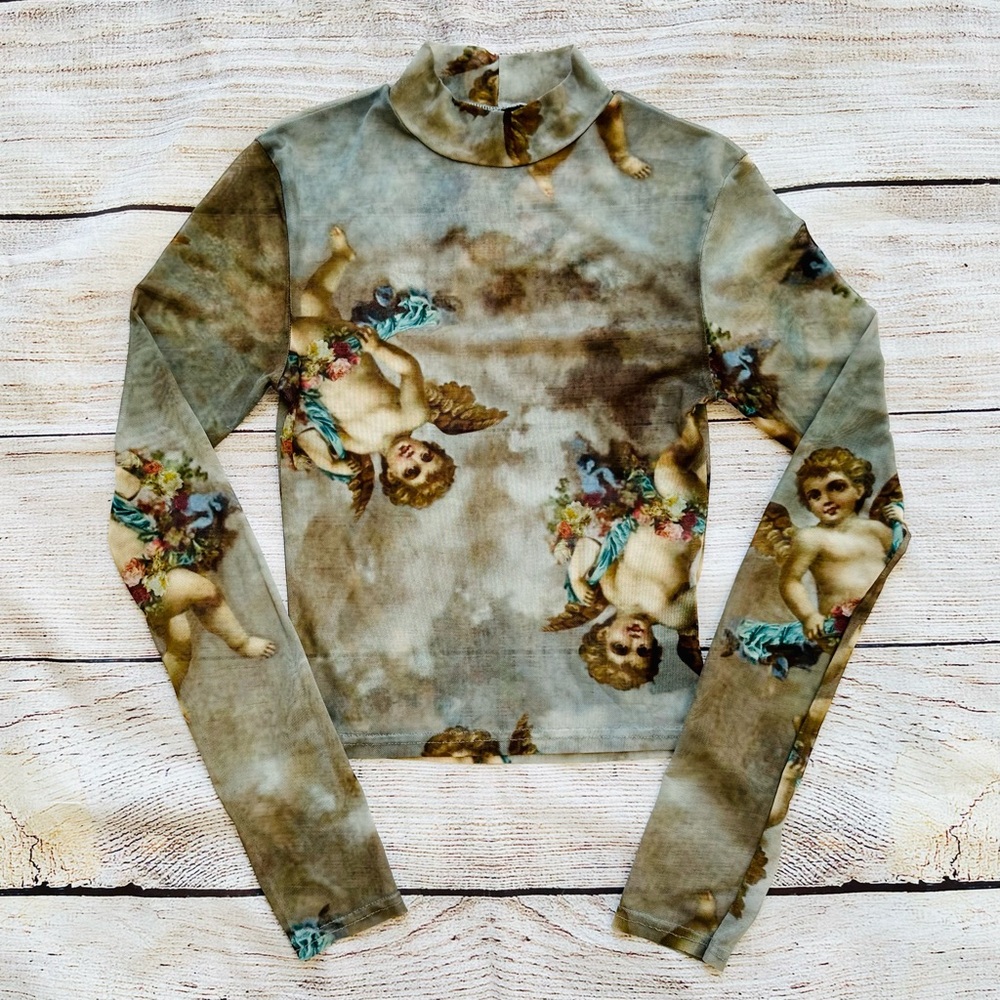 Urban Outfitters Angel Print Crop Top - Multicolor